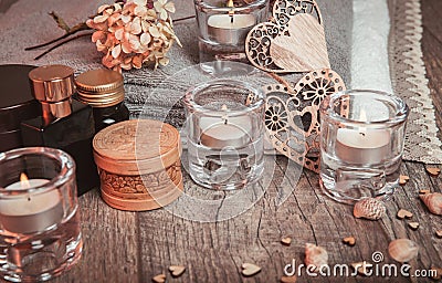 Wellness decoration, Spa concept in Valentine& x27;s Day Stock Photo