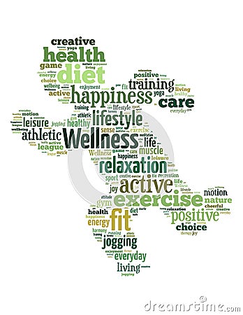 Wellness exercise, word cloud concept 2 Stock Photo