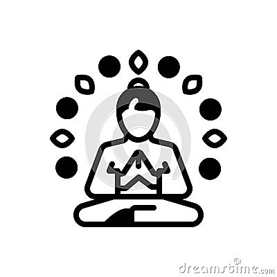 Black solid icon for Wellness, relax and yoga Stock Photo