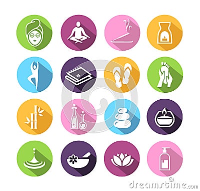 Wellness icons in flat design style Vector Illustration