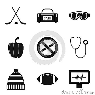 Wellness person icons set, simple style Vector Illustration