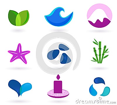 Wellness, relaxation and medical icons Vector Illustration