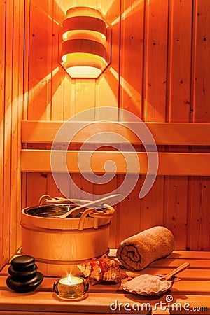 Wellness and spa in the sauna Stock Photo