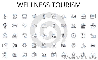 Wellness tourism line icons collection. Gaming, Crafting, Reading, Writing, Collecting, Painting, Cooking vector and Vector Illustration