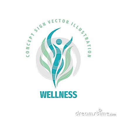 Wellness woman vector logo design. Abstract stylized human character sign. Healthcare concept symbol. Vector Illustration