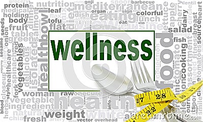 Wellness word cloud design Cartoon Illustration