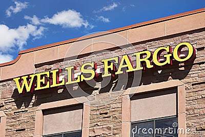 Wells Fargo bank sign Editorial Stock Photo