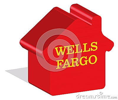 Wells Fargo logotype in 3d form on ground Vector Illustration