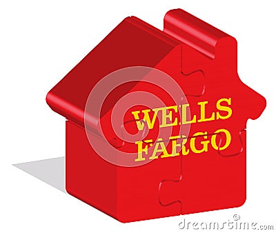 Wells Fargo logotype in 3d form on ground Vector Illustration