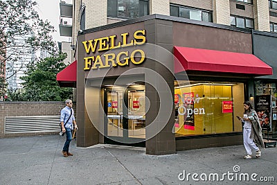 Wells Fargo sign branch Editorial Stock Photo