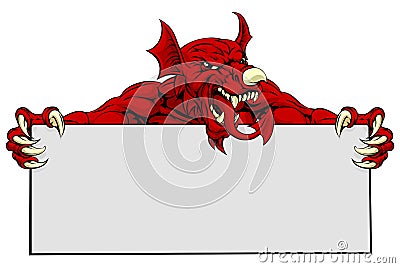 Welsh Dragon Sports Mascot Sign Vector Illustration