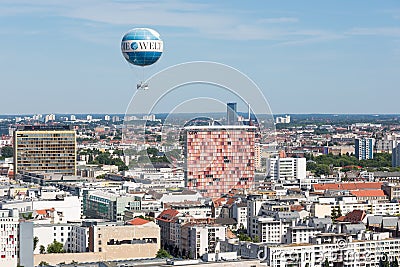 The Welt Balloon is a hot air balloon that takes tourists 150 metres into the air above Berlin Editorial Stock Photo