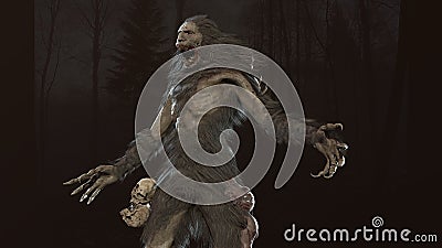 Wendigo mythical monster 3d render Stock Photo