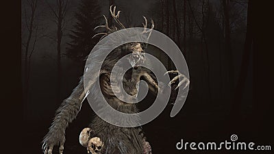 Wendigo mythical monster 3d render Stock Photo