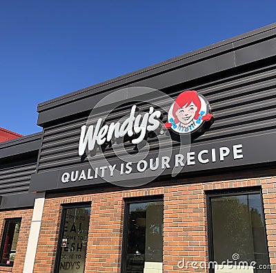 Wendy's entrance sign Editorial Stock Photo