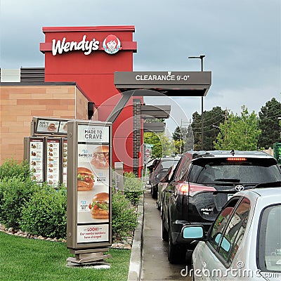 Wendy`s fast food resturant drive thru. Editorial Stock Photo