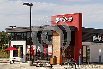 Wendy`s Retail Location. Wendy`s is an International Fast Food Restaurant Chain II Editorial Stock Photo