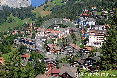 Wengen village in the Bernese Oberland in the swiss alps Editorial Stock Photo