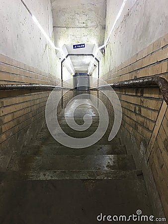 Visited a tunnel with rooms Stock Photo