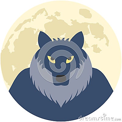 Werewolf Full Moon Badge / Emblem Stock Photo