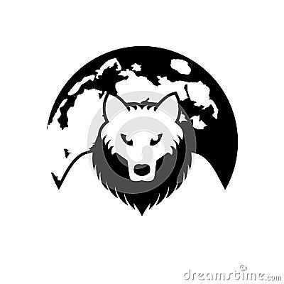 Werewolf Full Moon Badge / Emblem Monochrome Stock Photo