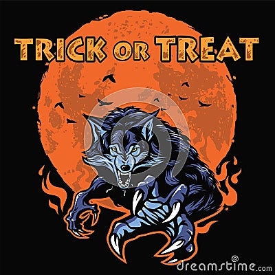 Werewolf Halloween Poster Character Design Vector Illustration Vector Illustration