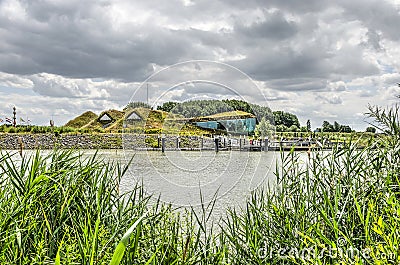 Museum, restaurant, reeds and river Editorial Stock Photo