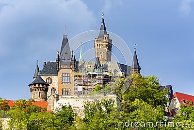 Wernigerode Castle over old town, Germany Editorial Stock Photo