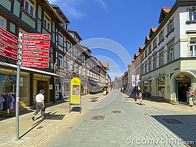 Wernigerode, Saxony, Germany, July 2022 : Narrow streets of the Old Town of Wernigerode in Germany Editorial Stock Photo