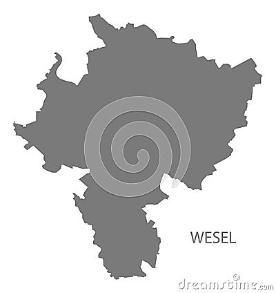 Wesel grey county map of North Rhine-Westphalia DE Vector Illustration