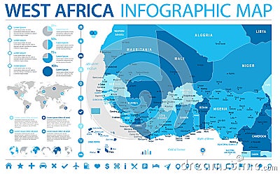West Africa Map - Info Graphic Vector Illustration Stock Photo