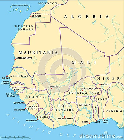 West Africa Map Vector Illustration