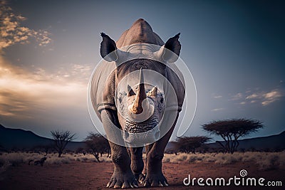 West African black rhinoceros, extinct animal, Generative AI Stock Photo