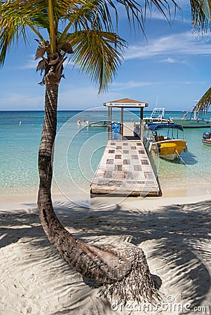 Infinity Bay Beach Resort at West Bay beach, Roatan Island, in Honduras Editorial Stock Photo