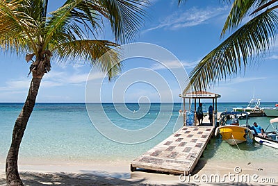 Infinity Bay Beach Resort at West Bay beach, Roatan Island, in Honduras Editorial Stock Photo
