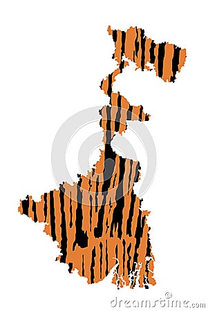 West Bengal map vector silhouette illustration, India, isolated on white Vector Illustration