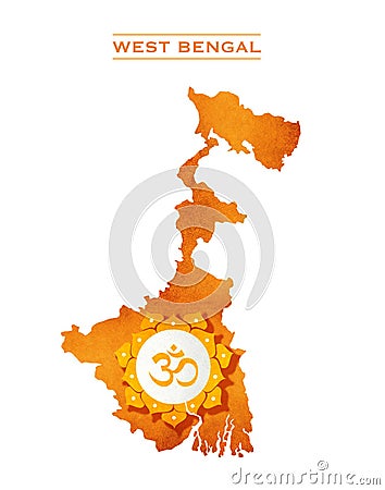 WEST BENGAL STATE MAP OM SYMBOL HINDU Stock Photo