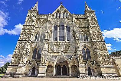 West Front of Salisbury Cathedral, England Stock Photo