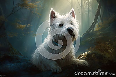 West Highland Terrier in Fantasy art Stock Photo