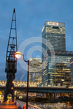 West India Quay at night Editorial Stock Photo