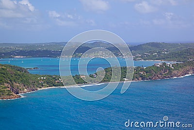 West Indies, Caribbean, Antigua, View of Falmouth Harbour Editorial Stock Photo