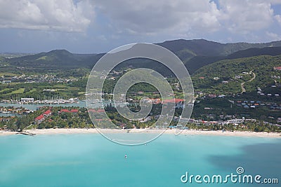 West Indies, Caribbean, Antigua, View over Jolly Harbour Editorial Stock Photo