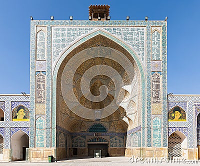 West iwan of the courtyard of Jameh or Jame Mosque, Iran`s oldest mosque in Isfahan Stock Photo