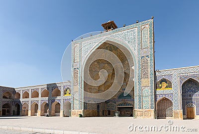West iwan of the courtyard of Jameh or Jame Mosque, Iran`s oldest mosque in Isfahan Editorial Stock Photo