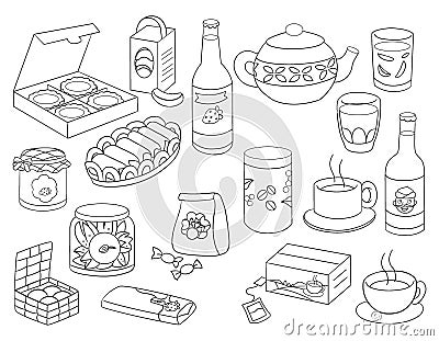 West Java Snack and Drink Digital Line Art and llustration Cartoon Illustration