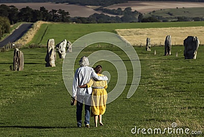 West Kennet Avenue ancient monument of standing stones near Avebury in Wiltshire, England Editorial Stock Photo