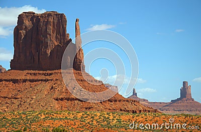 West Mitten Butte and other buttes in Monument Valley, Arizona Stock Photo