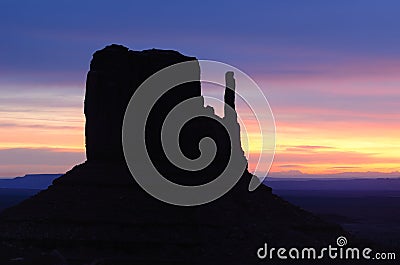 West Mitten Sunrise, Monument Valley Stock Photo