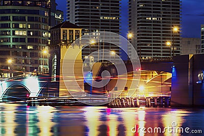 West Palm Beach Skyline at Night Stock Photo