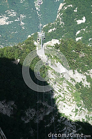 Mountain Huashan Cable Car Line Stock Photo